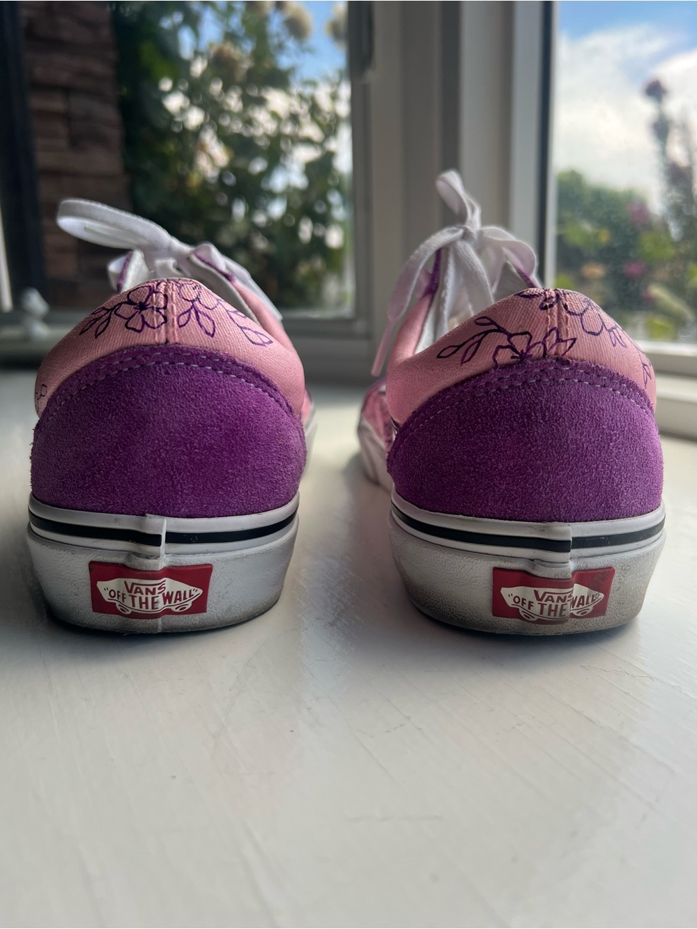 Vans Purple Suede with Pink Floral Shoes, 9.5 women’s - Picture 4 of 9